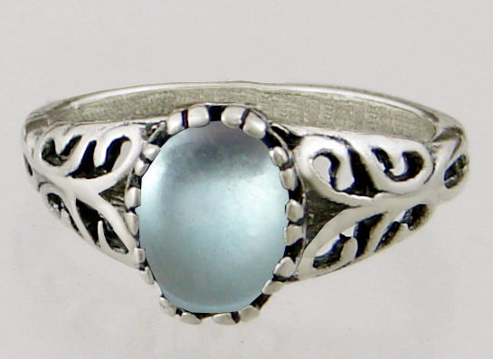 Sterling Silver Filigree Ring With Blue Topaz Size 7